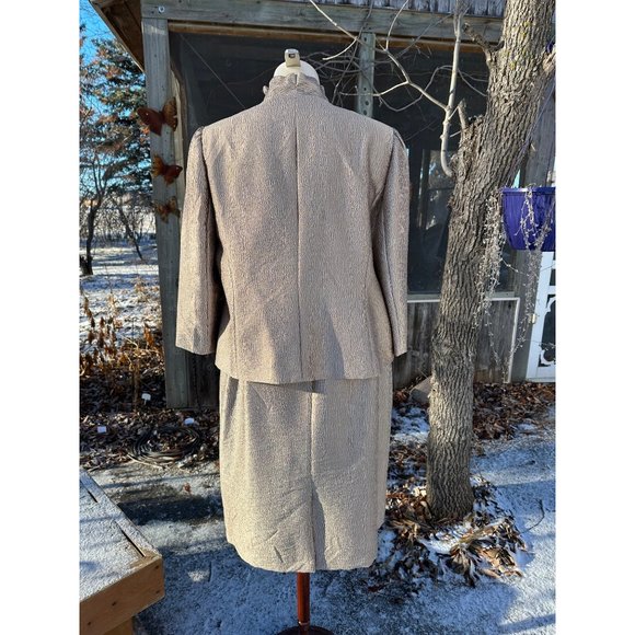 90s Gold Albert Nippon Boutique Skirt Suit Plisse Metallic Open Front Pleat Lape - Picture 7 of 16